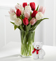 Here in My Heart Tulip Bouquet with Bear - 15 Stems