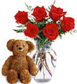 6 Roses with a Bear