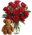 Dozen Roses with a Bear