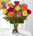 Spectacular Spring Assorted Roses with Vase