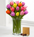 Rush of Color Assorted Tulip Bouquet with Chocolates